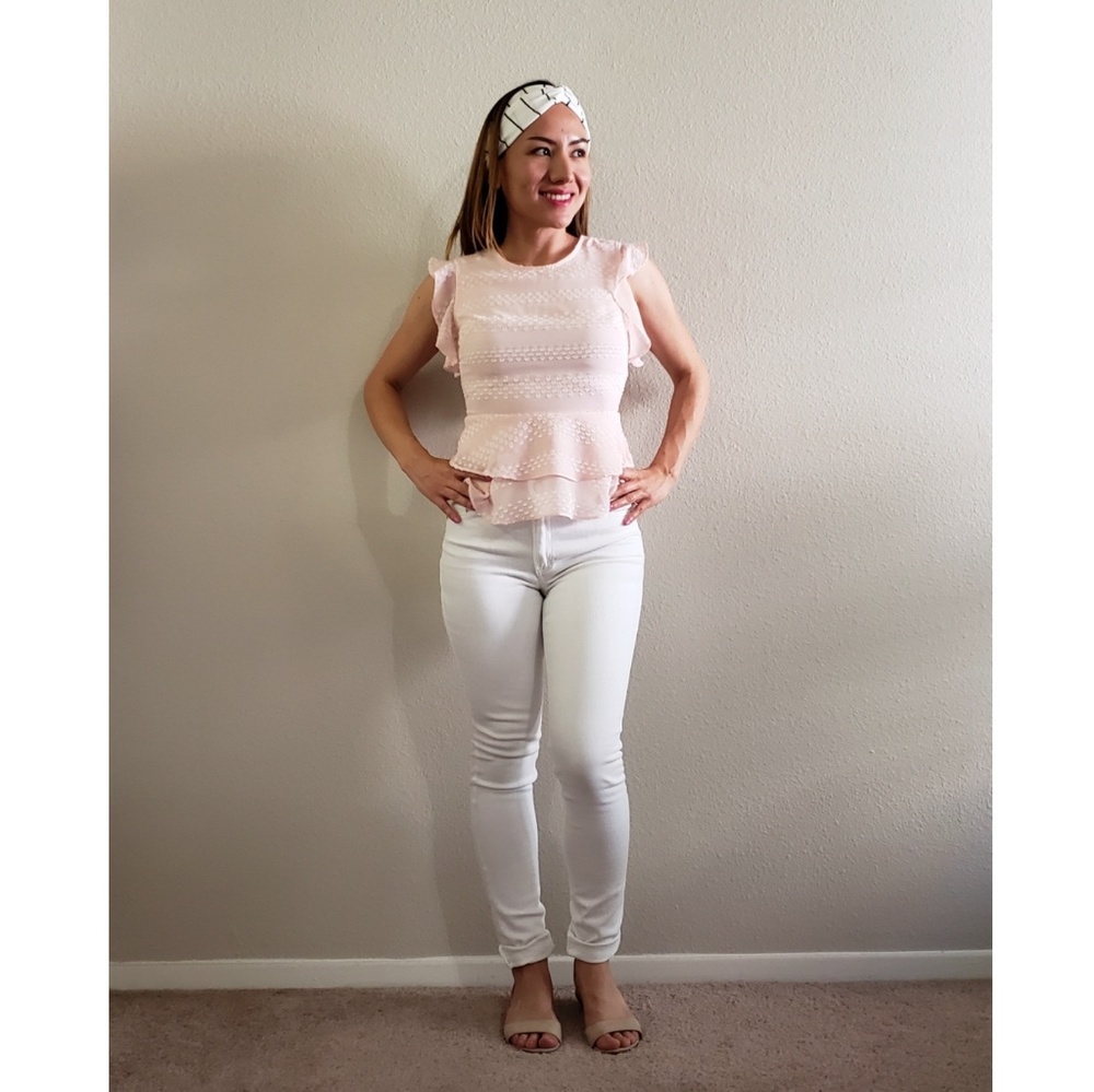 Semi-sheer ruffle top